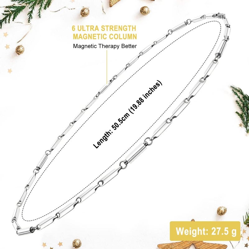 JEROOT Titanium Steel Magnetic Necklace for Women Men Unisex, 6 Ultra Strength Column Magnetic Necklace for Neck Shoulder and Back, Necklace with Jewelry Gift Box - Image 5
